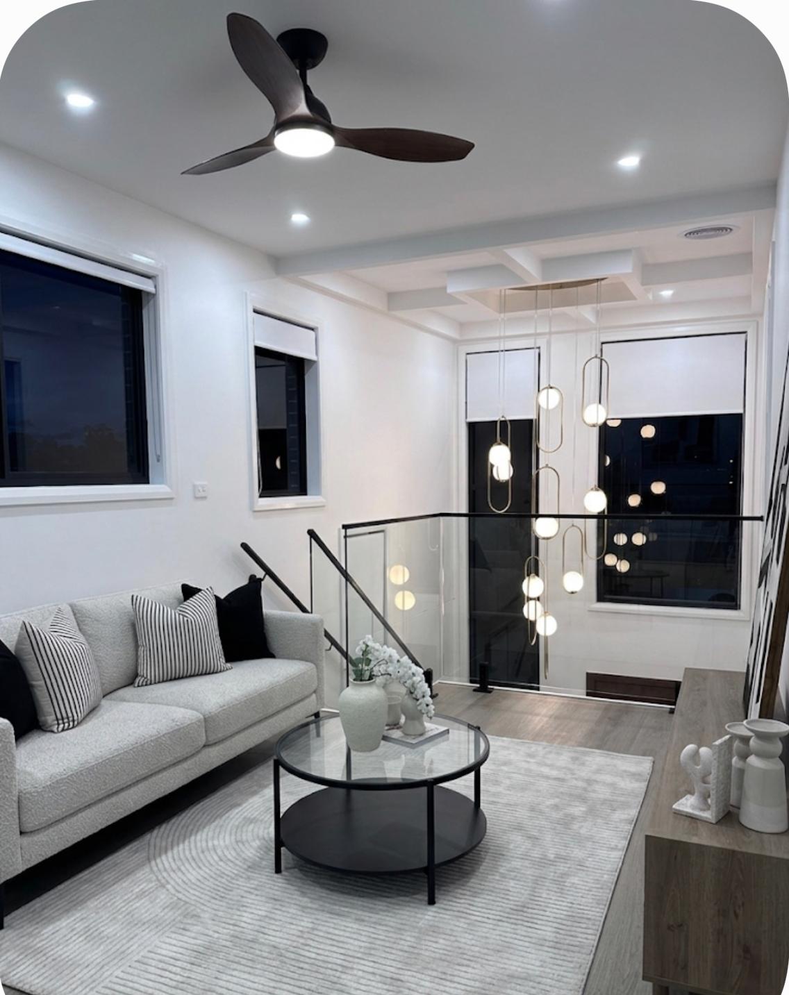Styled Upper-Level Lounge with Art
