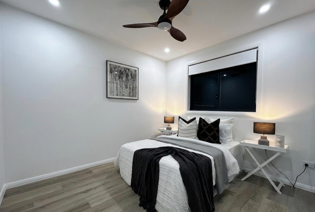 Serene Bedroom with Birch Art Print